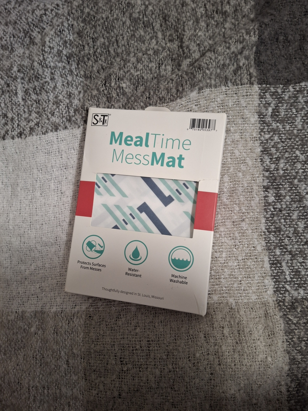 MealTime MessMat Reusable Placemat - Teal & Navy Geometric
